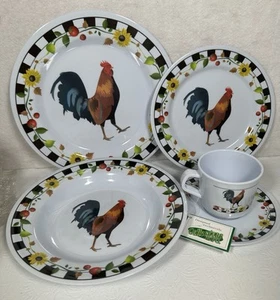 Juego de vajilla estilo campestre girasol gallo melamina vintage 08 wmg nuevo - Imagen 1 de 18