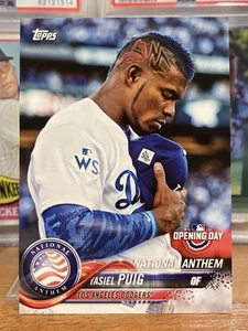 2018 Topps Opening Day Yasiel Puig National Anthem NA-YP SSP Dodgers - Picture 1 of 2