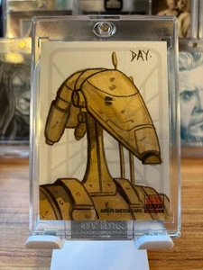 2009 Star Wars Galaxy Series 5 Sketch B1 Battle Droid Sketch by Day 1/1 🔥 - Picture 1 of 2