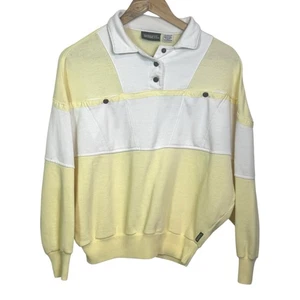 Maglione Vintage Nuggets Taglia Large Colore Giallo Blocco 1/4 Snap Felpa Ritagliata - Foto 1 di 7