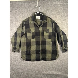Giacca camicia uomo Lucky Brand L/G nero verde a quadri con bottoni, manica lunga - Foto 1 di 9