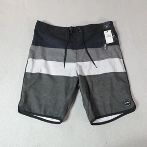 Y2K O'Neill Shorts Mens 34 Black Gray Color Block Boardshorts Striped Surf Beach - Picture 1 of 20