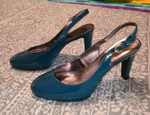 Tahari Teal Carolyn Sling Back Platform Heels Womens Sz 7M - Picture 1 of 4