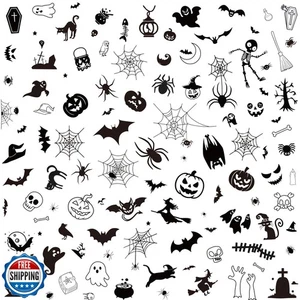 XZENTIRA 182 PZ Halloween Impermeabile Tatuaggio Temporaneo Adesivi 15 Fogli Pipistrello - Foto 1 di 5