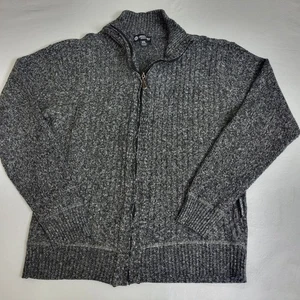 Akademiks Men's L/XL Grey Marled Knit Full Zip Sweater - Picture 1 of 8
