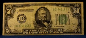 1934-$50-FRN-BANK OF "CLEVELAND"-GREENSEAL--VERY FINE. JULIENNE/MORGANTHAU. - Picture 1 of 3