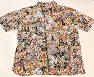 Island Republic Colorful Hawaiian Shirt Wild Animals Print S/S Colorful Sz Large - Picture 1 of 8