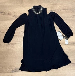 X by Xscape Langarmkleid marineblau verzierter Ausschnitt Größe 6 neu mit Etikett Cocktail Party  - Bild 1 von 5