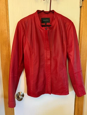 Chaqueta Neiman Marcus Leather Collection 100% Cuero Genuino Roja XL Mujer’s Foto 1 de 4