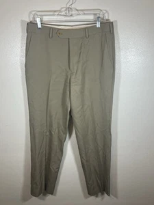 Brooke Brothers Regent Dress Pants Men’s Size 34/32 Khaki Pleated - Picture 1 of 3