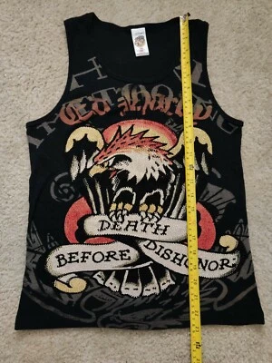 VTG Vintage “Ed Hardy” By Christian Audigier "Death Before Dishonor" Rhinestones - Image 1 of 4