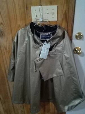 NWT London Fog Waterproof Poncho With Pouch Beige Lined Hood One Size - Image 1 of 4