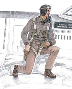 Plus Model 1/32 P-47 Thunderbolt US Fighter Aircraft Pilot WWII Kneeled AL3012 - Picture 1 of 1