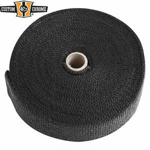 2"x50' Fibreglass Black Exhaust Manifold Header Pipe Heat Wrap Thermal Tape Roll - Picture 1 of 6