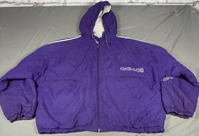 Adidas Originales Chaqueta Para Hombre XL Púrpura Cortavientos Acolchada Forrada Con Capucha Cremallera Completa Foto 1 de 4