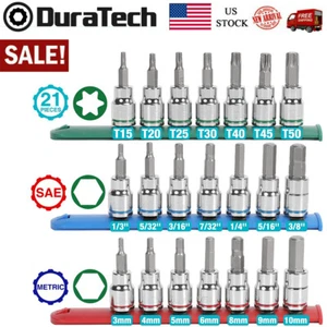 DURATECH Bit Socket 21-PC Set 3/8'' Allen Bit Socket Metric&SAE Hex Bit Sockets - Picture 1 of 7