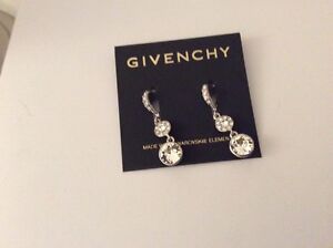 $42  Givenchy Swarovski  Crystal Silver Tone Earrings  Item 316C GE