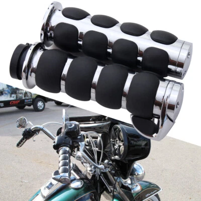 1" Motorcycle Handle bar Hand Grips w/ Throttle For Harley Honda Kawasaki Suzuki - Image 1 of 4