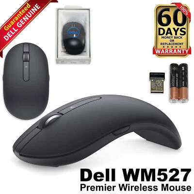 Dell WM527 Premier Wireless Mouse Bluetooth 4.0 + USB Dongle 1600DPI Black X9F7T - Image 1 of 4