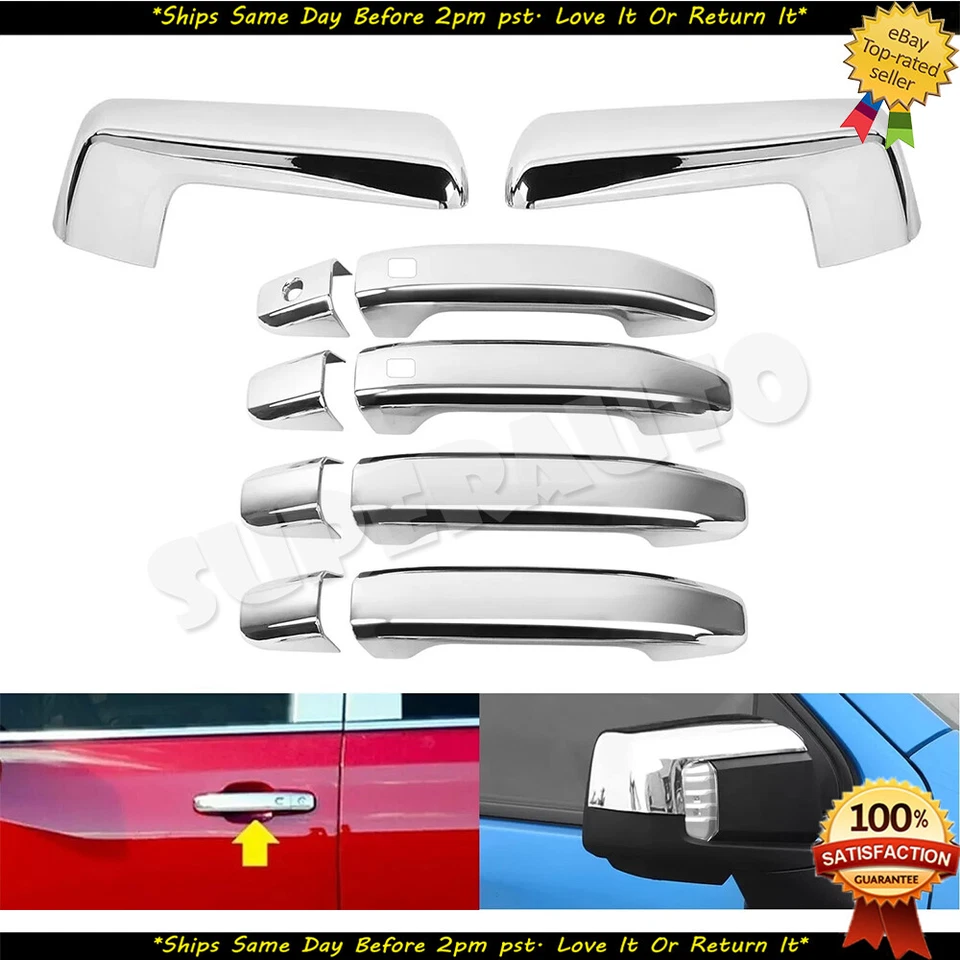 Подходит для Chevy Silverado 1500 2019-2025 годов выпуска хромированные крышки на зеркала + ручки 4Dr с 2 SMK - Изображение 1 из 1
