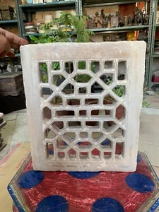 1850's Antique Old Indian Hand Carved Sandstone Jhali Ventilation Window Panel - Picture 1 of 14