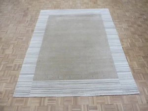 8 x 9'10 Hand Loomed Beige Gabbeh Oriental Rug Bamboo Silk Modern G6002 - Picture 1 of 11