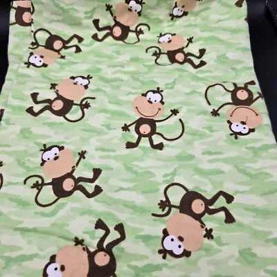 Flannel Monkey Green/Brown Fabric Sewing Quilting 44" Wide 0.75 Yards - Image 1 of 4
