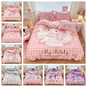 100 Cotton Melody Kuromi Bedding Set Quilt Cover Sheet Pillowcase Student 4pcs - Picture 1 of 36