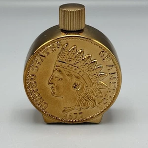 Vtg Avon Copper Indian Head Penny Tribute Bravo Empty Aftershave Bottle Glass - Picture 1 of 8