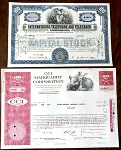 LOT DE 2 AKTIEN - INTERNATIONALES TELEFON UND TELEGRAPH / CCI 1950/1969 LOT NR. 7 - Bild 1 von 6