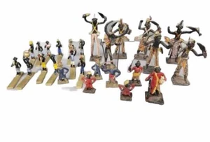 Antique 20 Plus Set Hand painted Ethnographic Metal African Folk 20th - Vintage - Picture 1 of 24