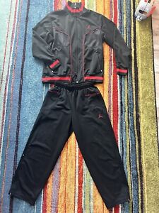 Vintage Air Jordan Track Suit Mens XL Black/Red Jacket Pants Sweatsuit Set