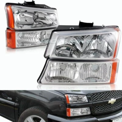 FAROS CROMADOS + LÁMPARA PARACHOQUES 4 PIEZAS APTOS PARA CHEVY SILVERADO AVALANCHE 1500 2500 3500 Foto 1 de 3