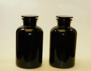 2 Large Black Glass Food Storage Jars Curing Herbs Canister, 2L UV Apothecary - Picture 1 of 10