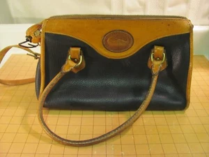 Vintage Dooney & Bourke All Weather Leather Navy Black Satchel Shoulder Bag - Picture 1 of 15