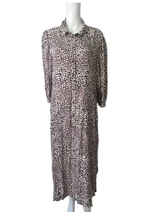 M&S Collection Shirt Dress Size 16 Womens EU44 Cream Mix Animal Print Button Up - Picture 1 of 11