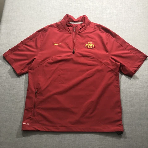 Nike Mens Hot Jacket 1/4 Zip Short Sleeve Size Large Red Iowa State Cyclones Cover