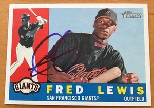 Fred Lewis San Fran Giants 2009 signed handsigniert Topps Heritage Karte #346 ~ COA - Bild 1 von 6