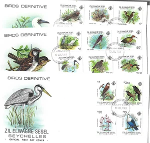 SEYCHELLES - 1983 BIRDS - Zil ELWAGNE SESEL Juego de 16 en 3 Fundas Primer Día - Imagen 1 de 1