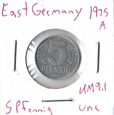 Coin Germany (East) 5 Pfennig 1975 A KM9.1 - Image 1 of 3