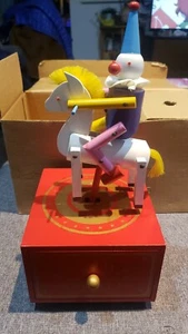 VINTAGE Koji Murai CLOWN and Donkey CIRCUS MUSIC box with drawer - Picture 1 of 9
