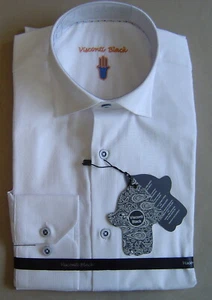 NEU MIT ETIKETT $ 145 LUCHIANO VISCONTI SCHWARZ Größe M WEISS BAUMWOLLE L/S LTD EDITION SHIRT 3935 - Bild 1 von 7
