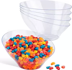 20oz Clear Plastic Serving Bowls (4 Pack) Medium Disposable Candy Dishes, Buffet - Picture 1 of 7