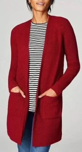 J Jill Womens Size XS Red Easy Textured Cardigan Open Front Long Sleeves Knit - Picture 1 of 12