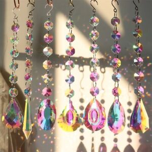 Sun Catcher Hanging Crystal Rainbow Prism Mobile Wind Chimes Pendant Chain Decor