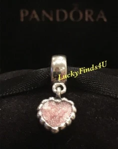 Authentic Pandora Young Heart Dangle Charm Pink Enamel Retired Pandora Charm - Picture 1 of 2