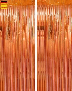 2 Stück Lametta-Vorhänge in Orange – Glitzer-Dekofolien - Bild 1 von 4