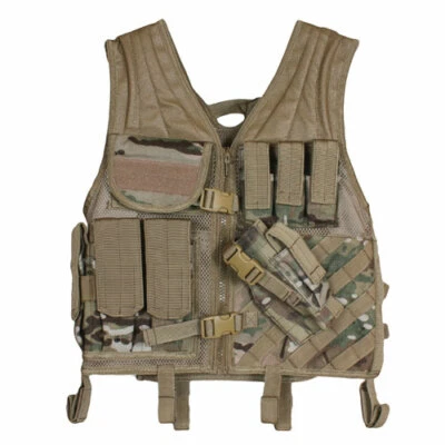 FOX TACTICAL NEW Heavy Duty Military Assault Cross Draw MOLLE Tactical Vest GEN MULTICAM CAMO
