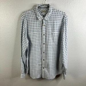 Plaid in garza di cotone cobalto Carbon 2 con bottoni taglia L traspirante preppy - Foto 1 di 8