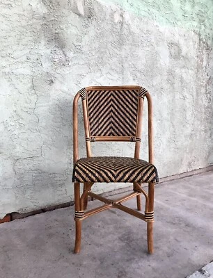 WICKED! Vintage Mid Century Bamboo Rattan Counter Chair - Black Wicker Chair - Image 1 of 4